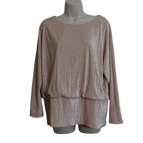 Chico's Tops - Chicos Velvet Crinkle Banded Blouson Top Rose Smoke Women Size 2 US Size L NEW